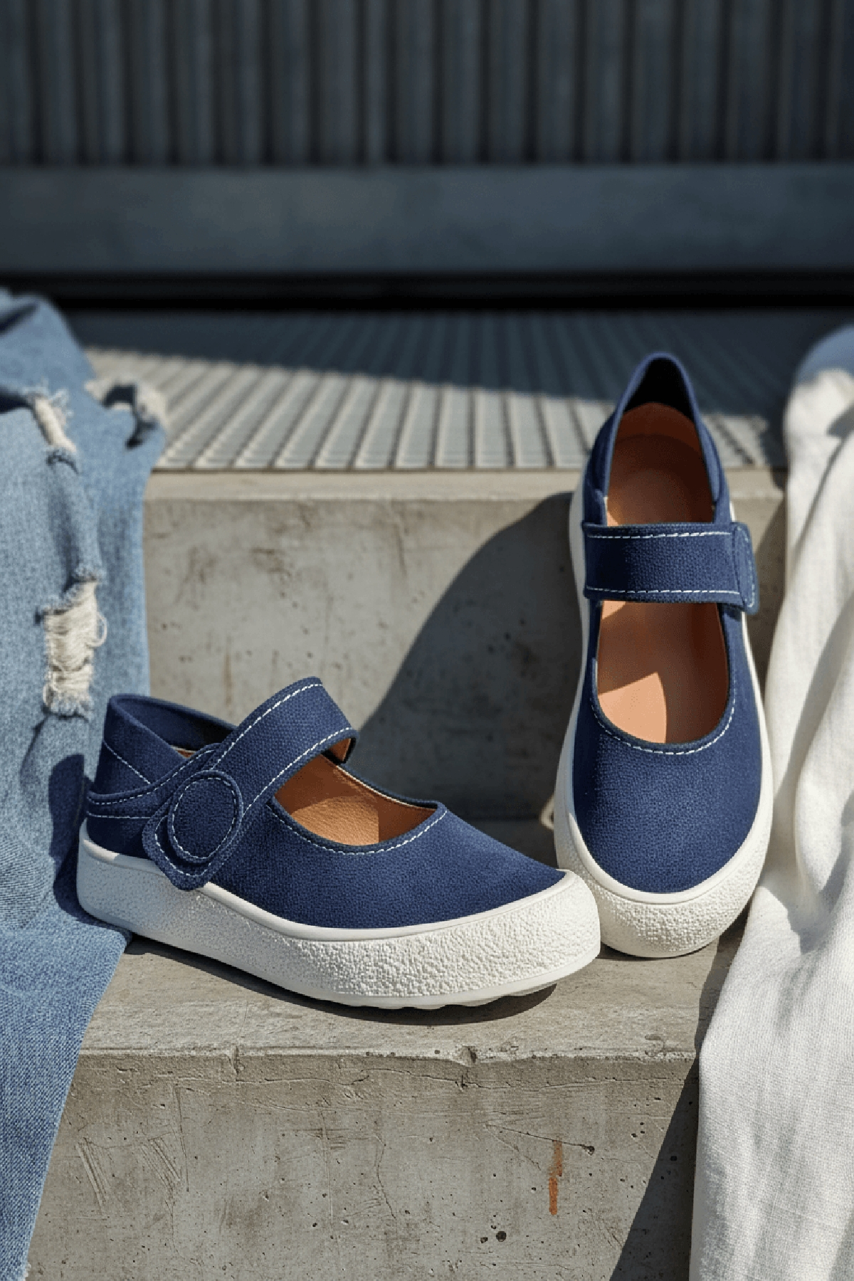 Varius Lacivert Süet ( 3 cm Topuklu ) Yuvarlak Burunlu  Detaylı Loafer Ayakkabı