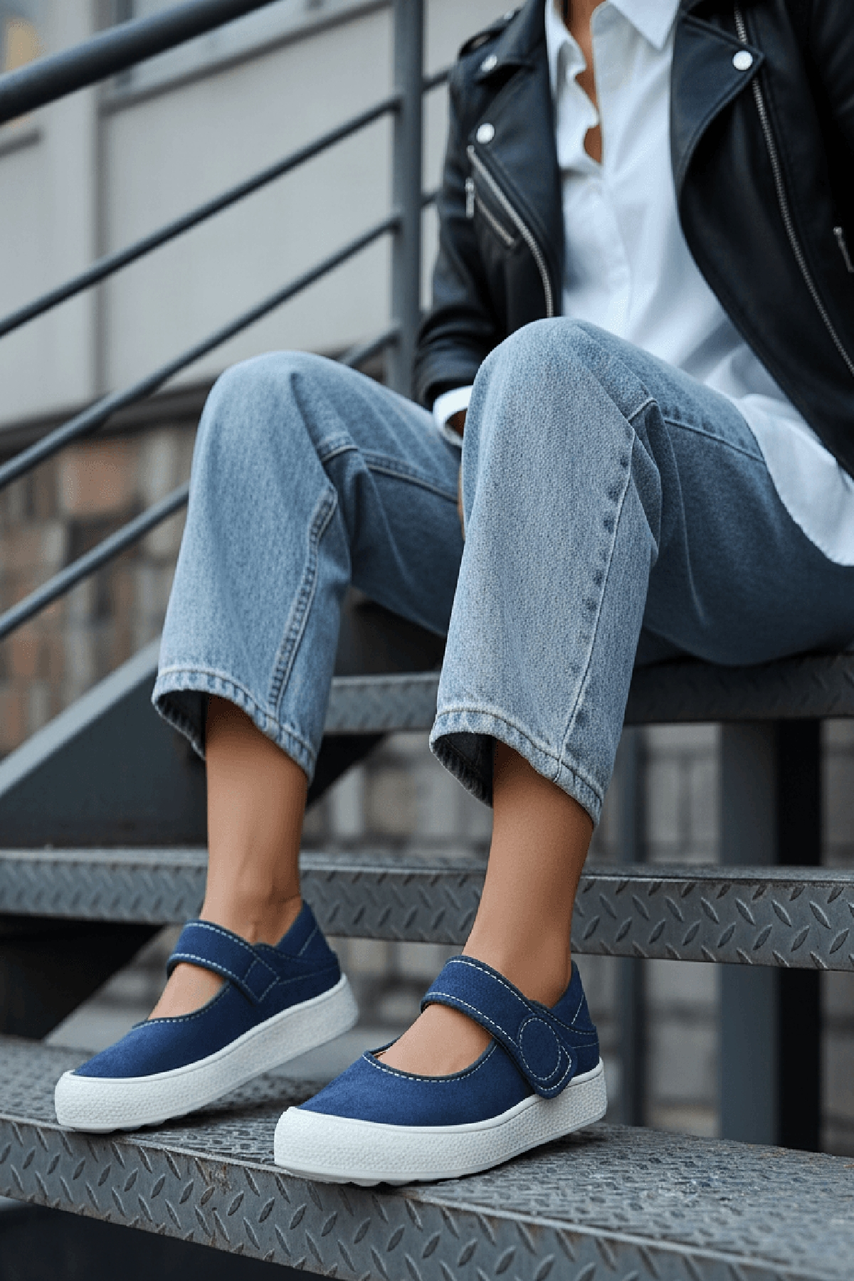 Varius Lacivert Süet ( 3 cm Topuklu ) Yuvarlak Burunlu  Detaylı Loafer Ayakkabı