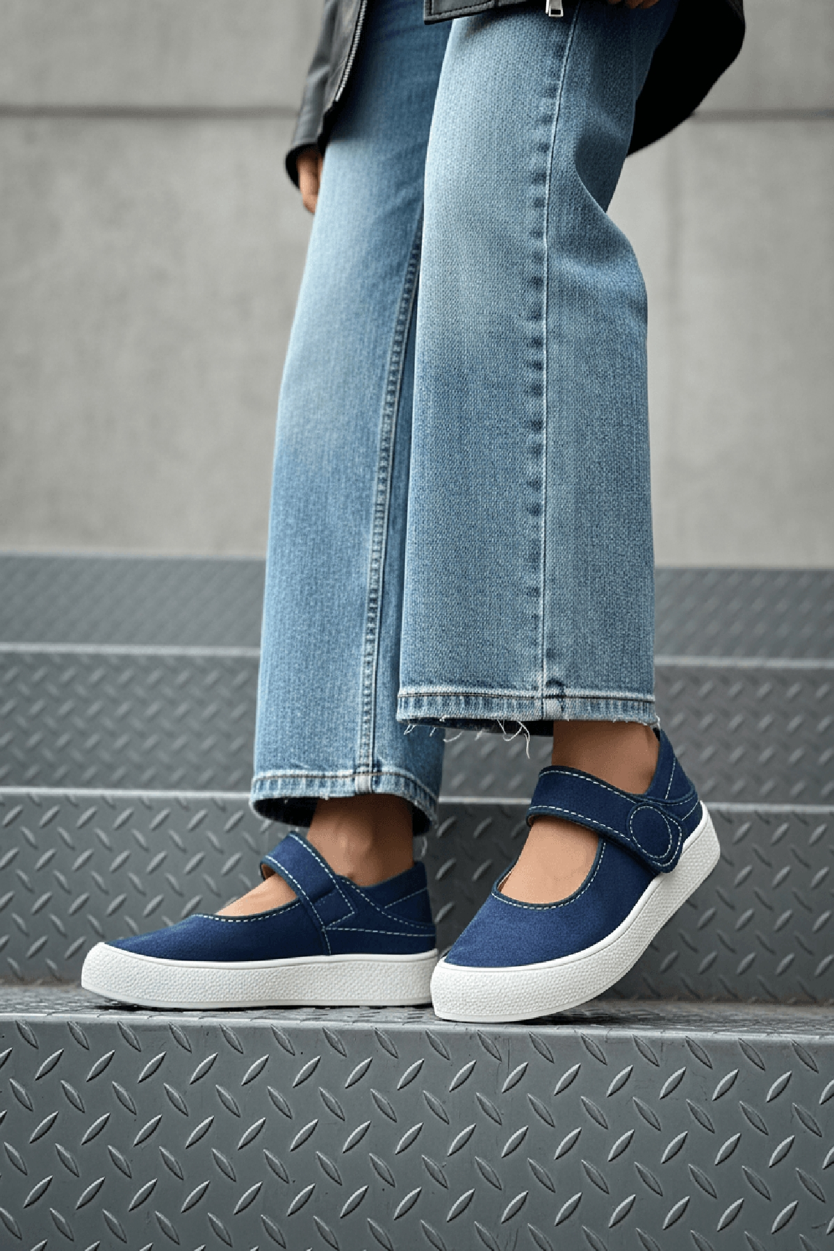 Varius Lacivert Süet ( 3 cm Topuklu ) Yuvarlak Burunlu  Detaylı Loafer Ayakkabı