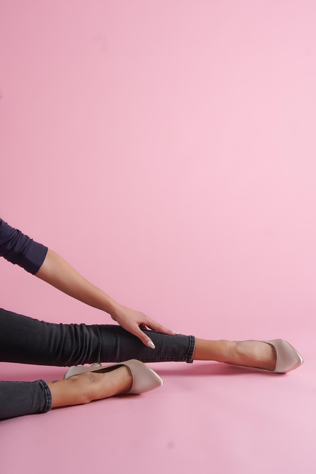 Vest Bej Saten Günlük Kullanım Stiletto
