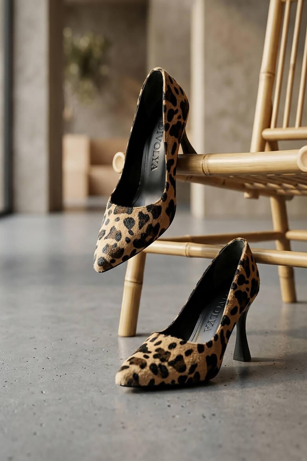 Vest Leopar (8cm) Topuk  Boyu Günlük Kullanım Stiletto