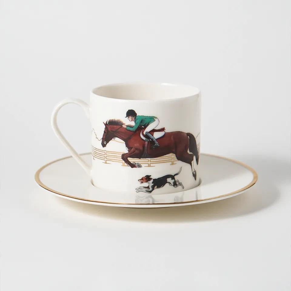 Equestrian Yeşil Ceket Porselen Çay Fincanı