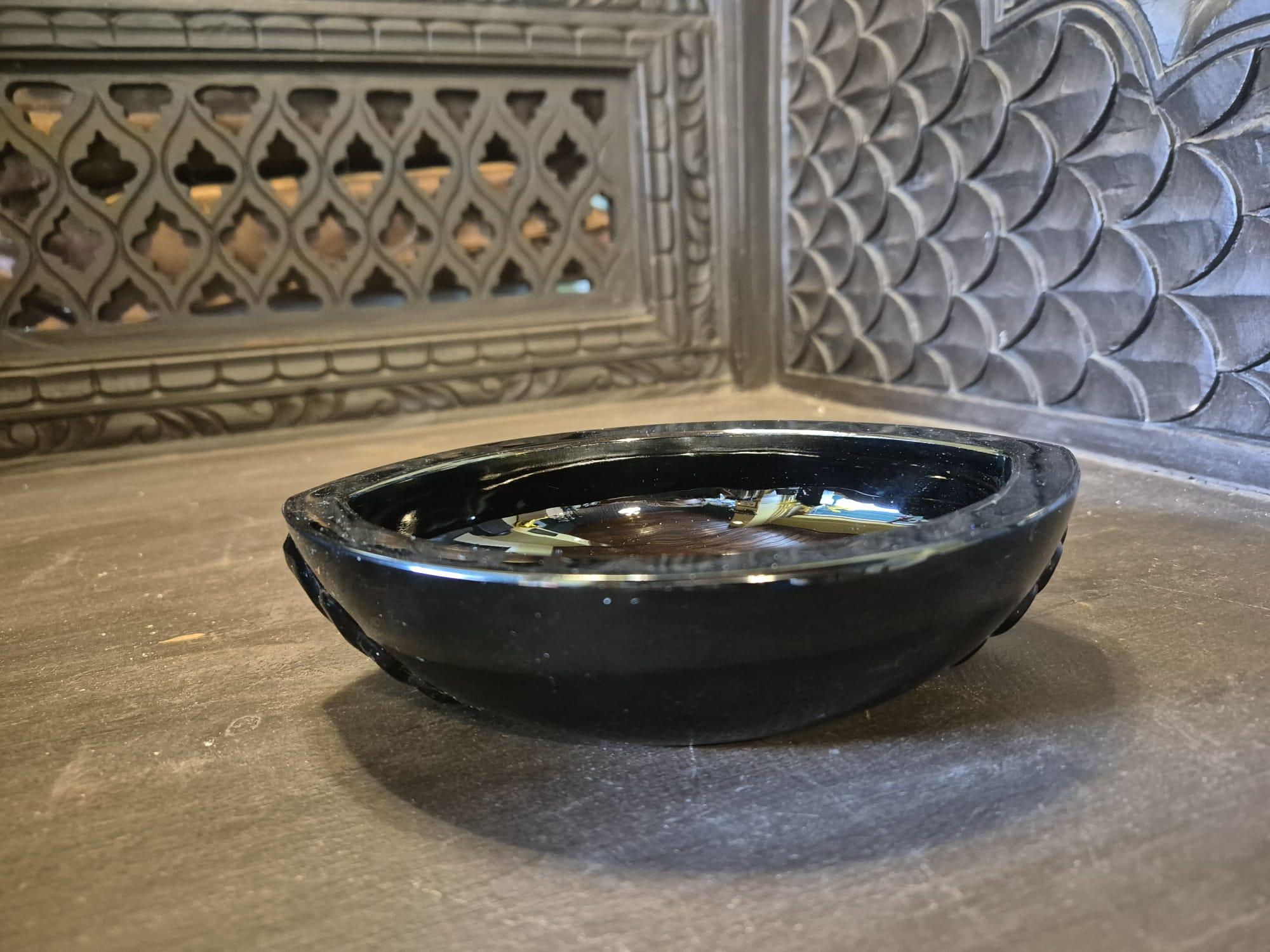 Kristal Siyah Oval Küçük Kase