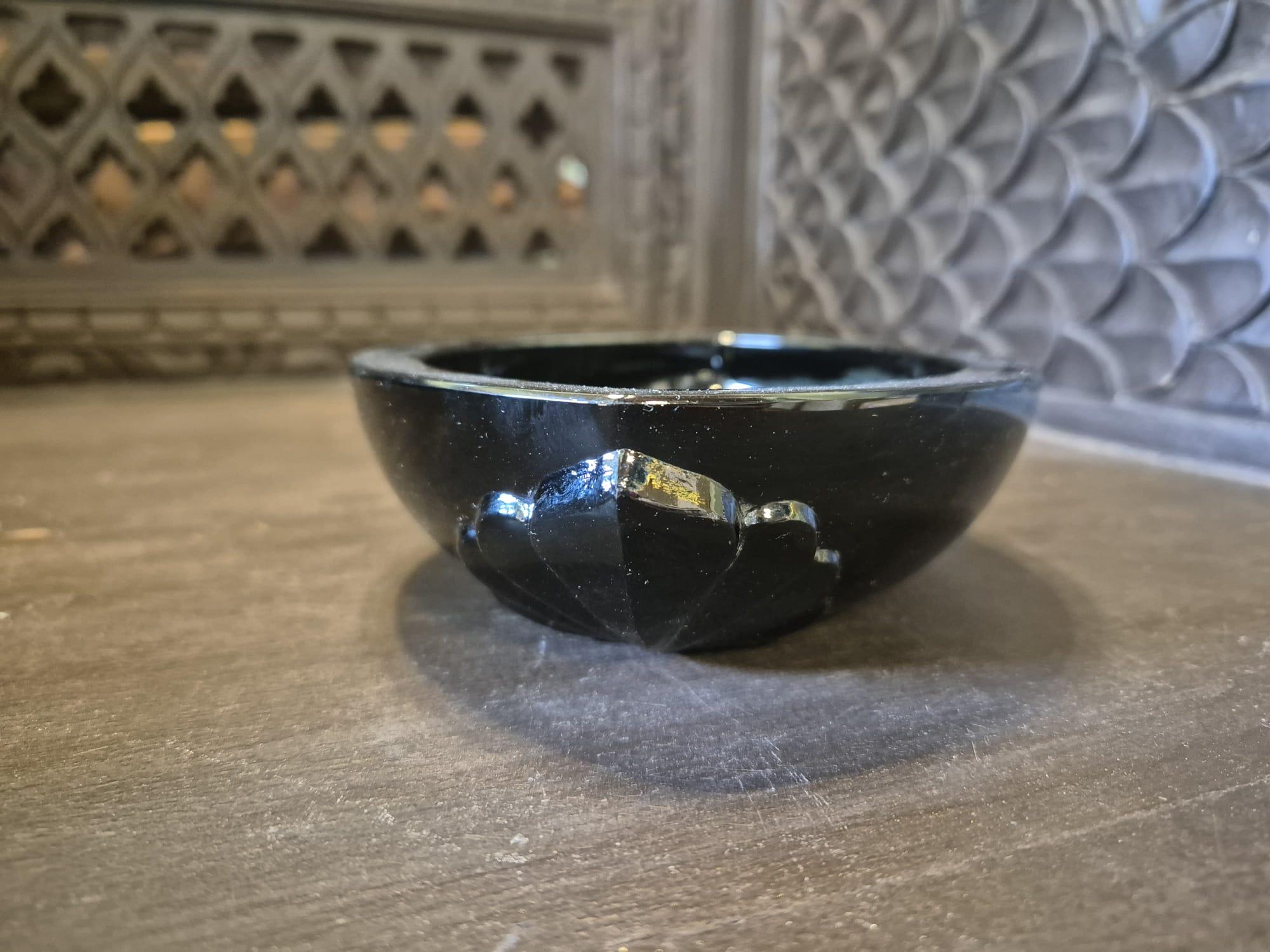 Kristal Siyah Oval Küçük Kase