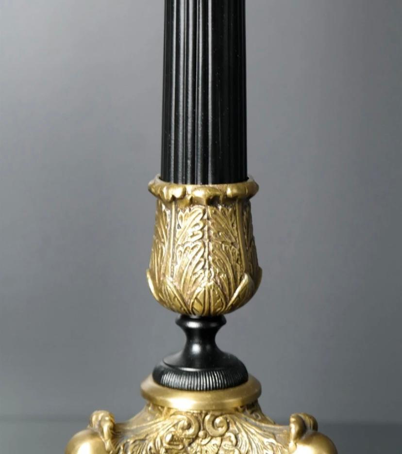 Gold Metal Ayaklı Pirinç Detay Şamdan 41 cm