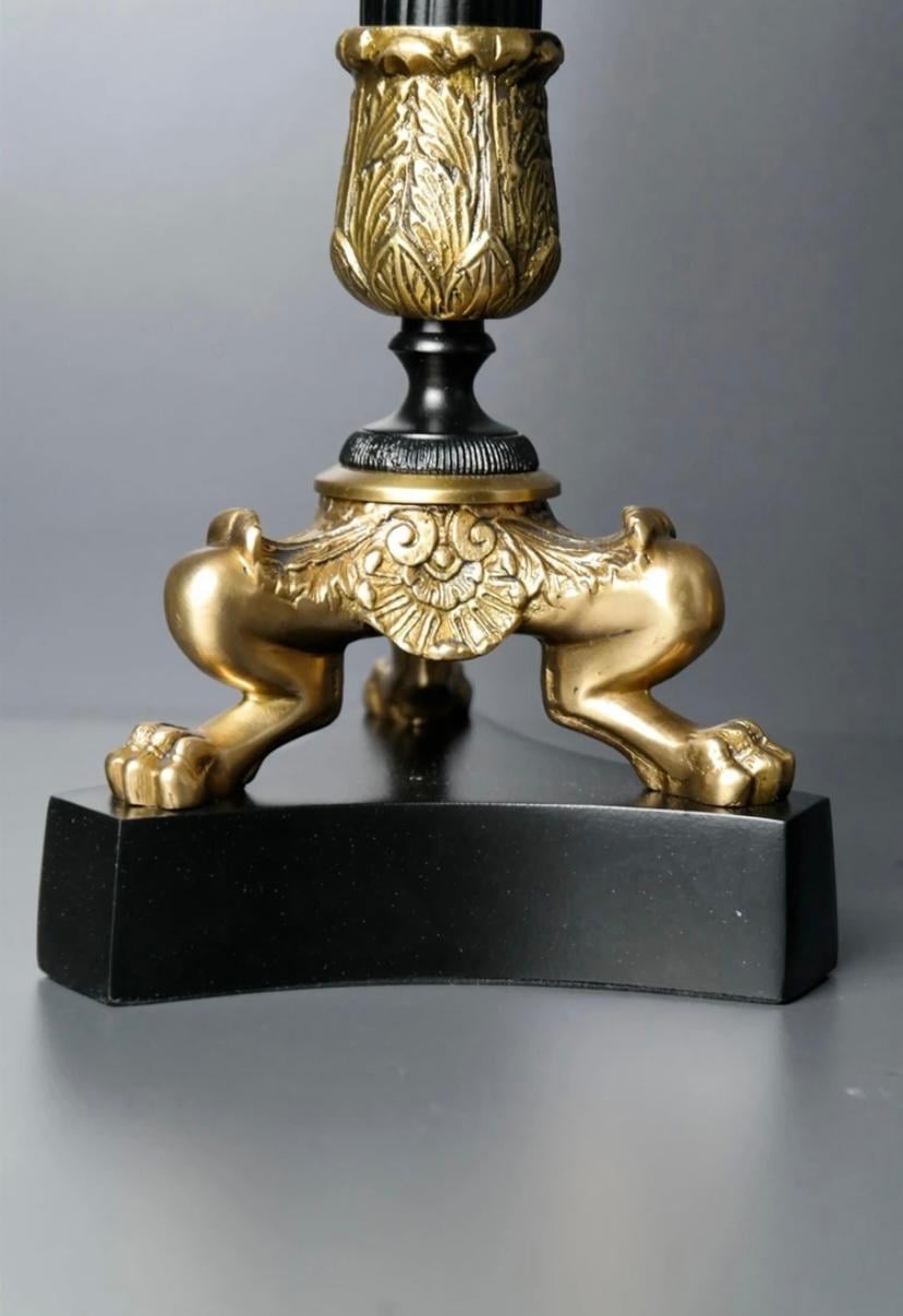 Gold Metal Ayaklı Pirinç Detay Şamdan 41 cm