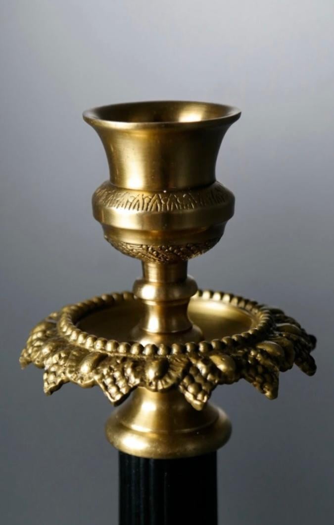 Gold Metal Ayaklı Pirinç Detay Şamdan 41 cm