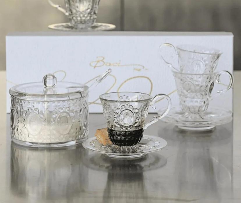 Baci Milano Baroque Rock Cake Şekerlik Ve Kaşığı Şeffaf
