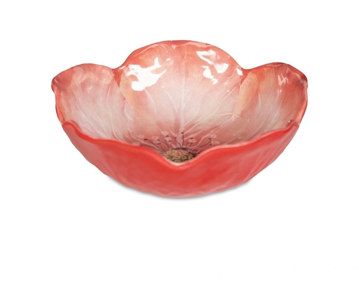 Baci Milano Botanica Çiçek Desenli Melamin Mercan Rengi Çukur Tabak 18 cm