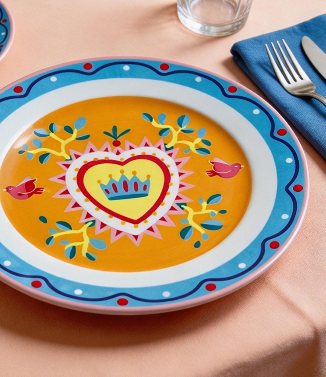Baci Milano Mamma Mia 6'lı Kalp Desenli Tabak Set