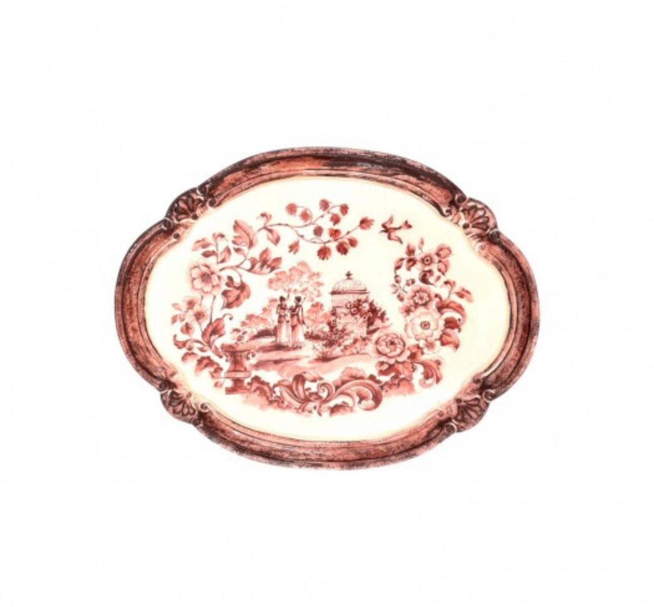 Tirinnanzi Pink Victoriana Oval Küçük Tepsi