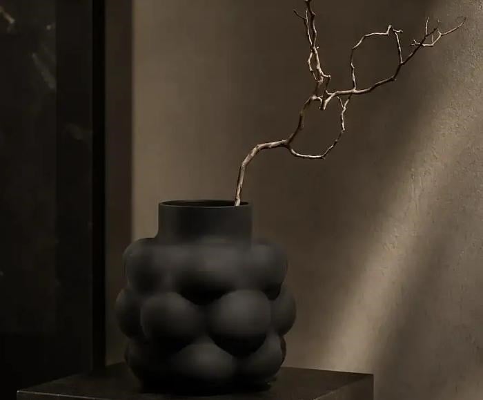 Vitale Siyah Kabarcık 3lü Cam Vazo