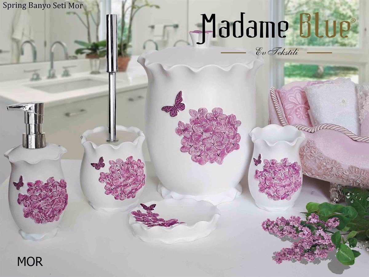 MADAME BLUE POLYESTER 5'Lİ BANYO SETİ