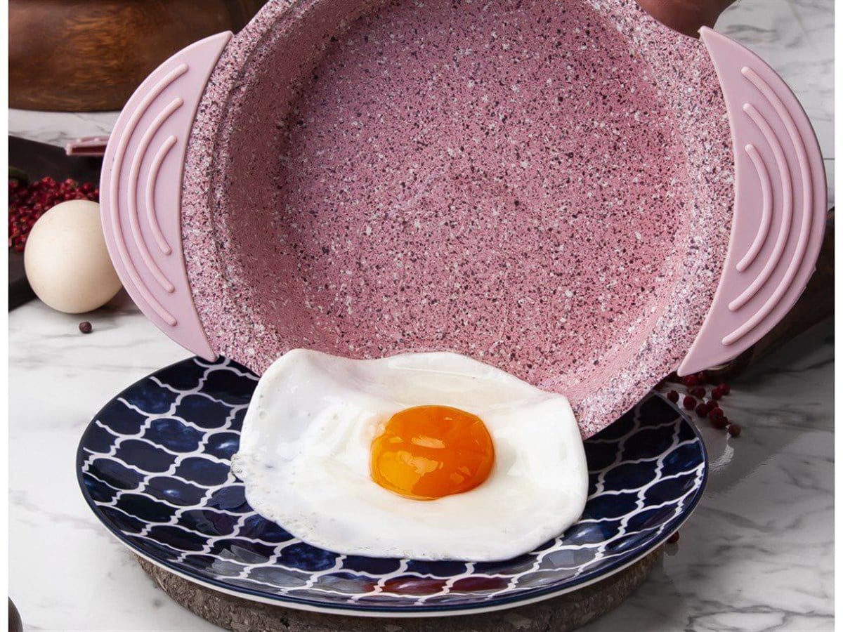 Taç 3180 Granit Plus 3'lü Sahan Seti Tak/Çıkar Silikon Saplı Pembe