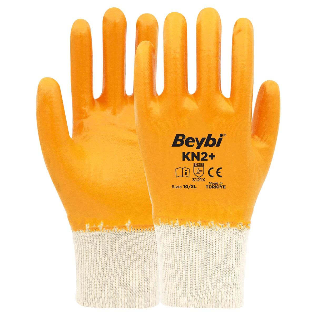 Beybi KN2+ Nitril Kaplı Pamuk Eldiven No:10 XL