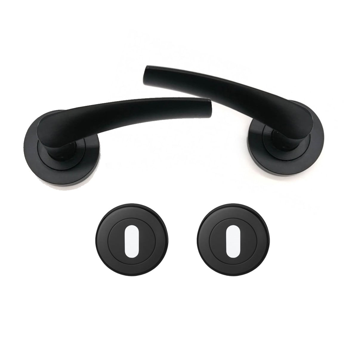 Bravo Rozetli Kapı Kolu Mat Siyah