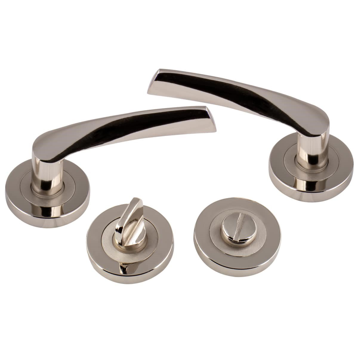 Bravo Rozetli Kapı Kolu Nikel|Saten