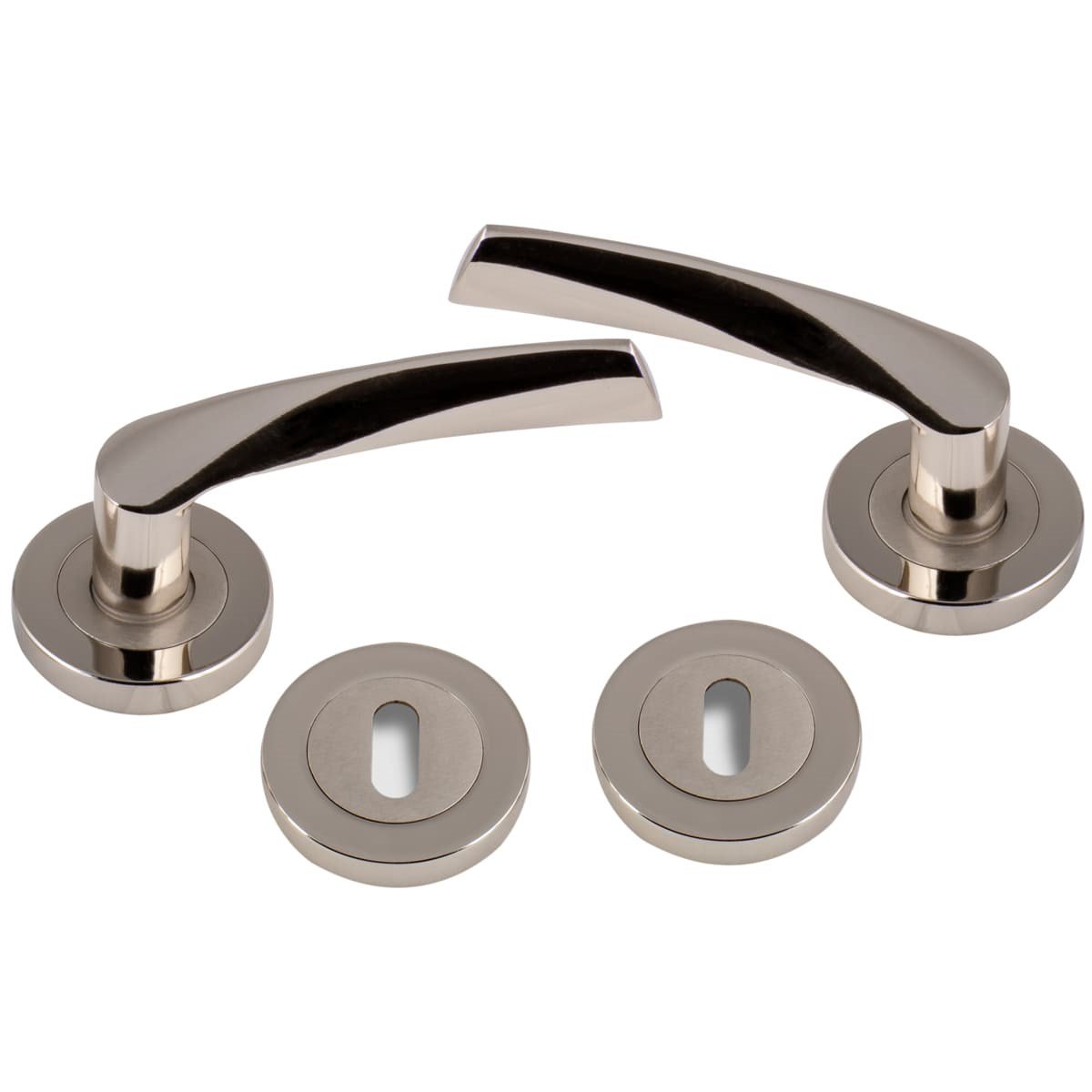 Bravo Rozetli Kapı Kolu Nikel|Saten