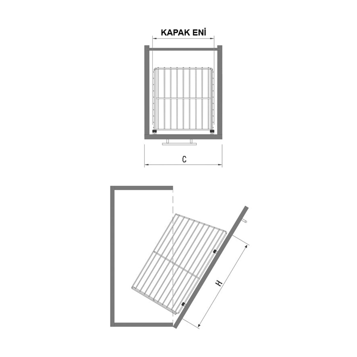 DOMODEK D:250*Y:500 MM KAPAĞA MONTE ÇAMAŞIR SEPETİ