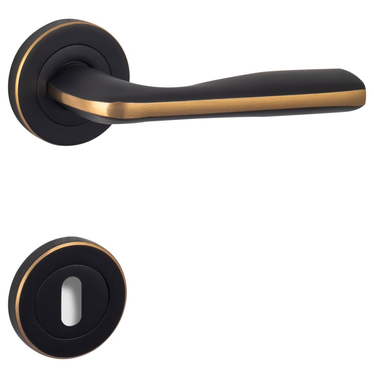 Ilgaz Yuvarlak Rozetli Kapı Kolu Siyah | Altın