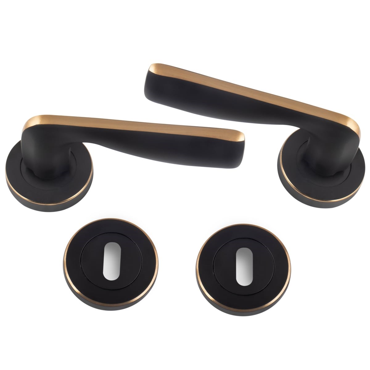 Ilgaz Yuvarlak Rozetli Kapı Kolu Siyah | Altın