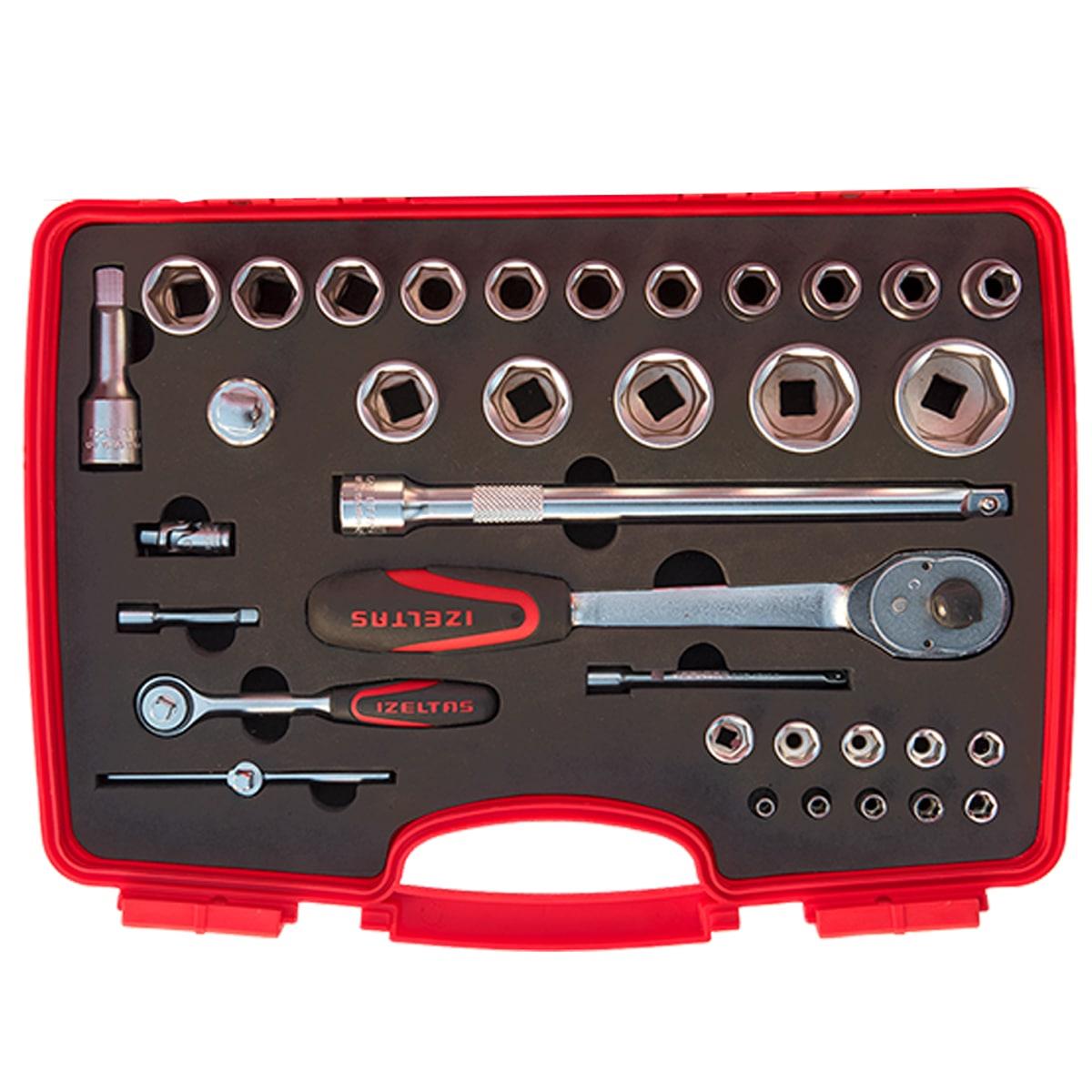 İZELTAŞ 35 Parça 1/4 - 1/2 Altı Köşe Lokma Anahtar Takımı