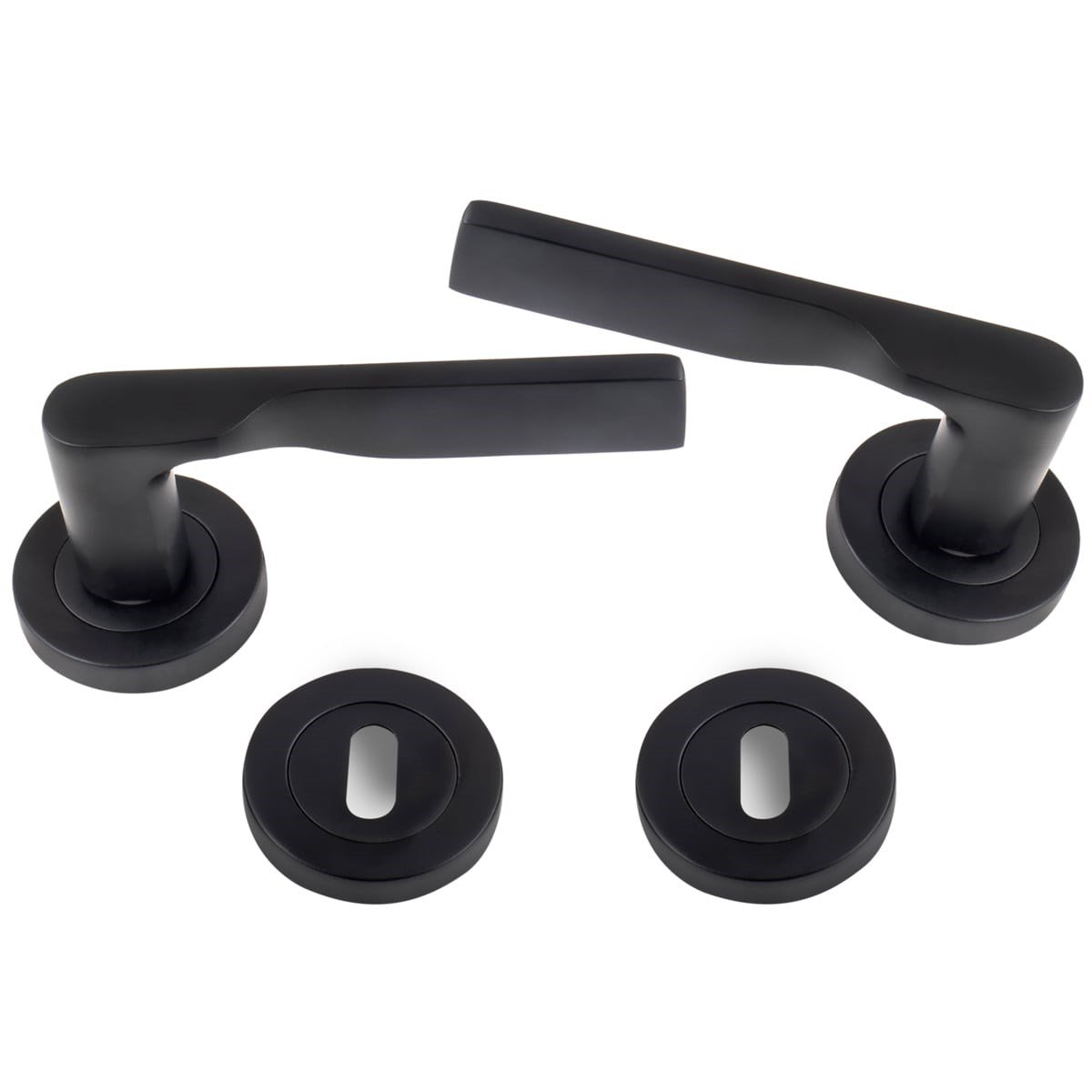 Özen Alm. Petra Yuvarlak Rozetli Kapı Kolu M.Siyah