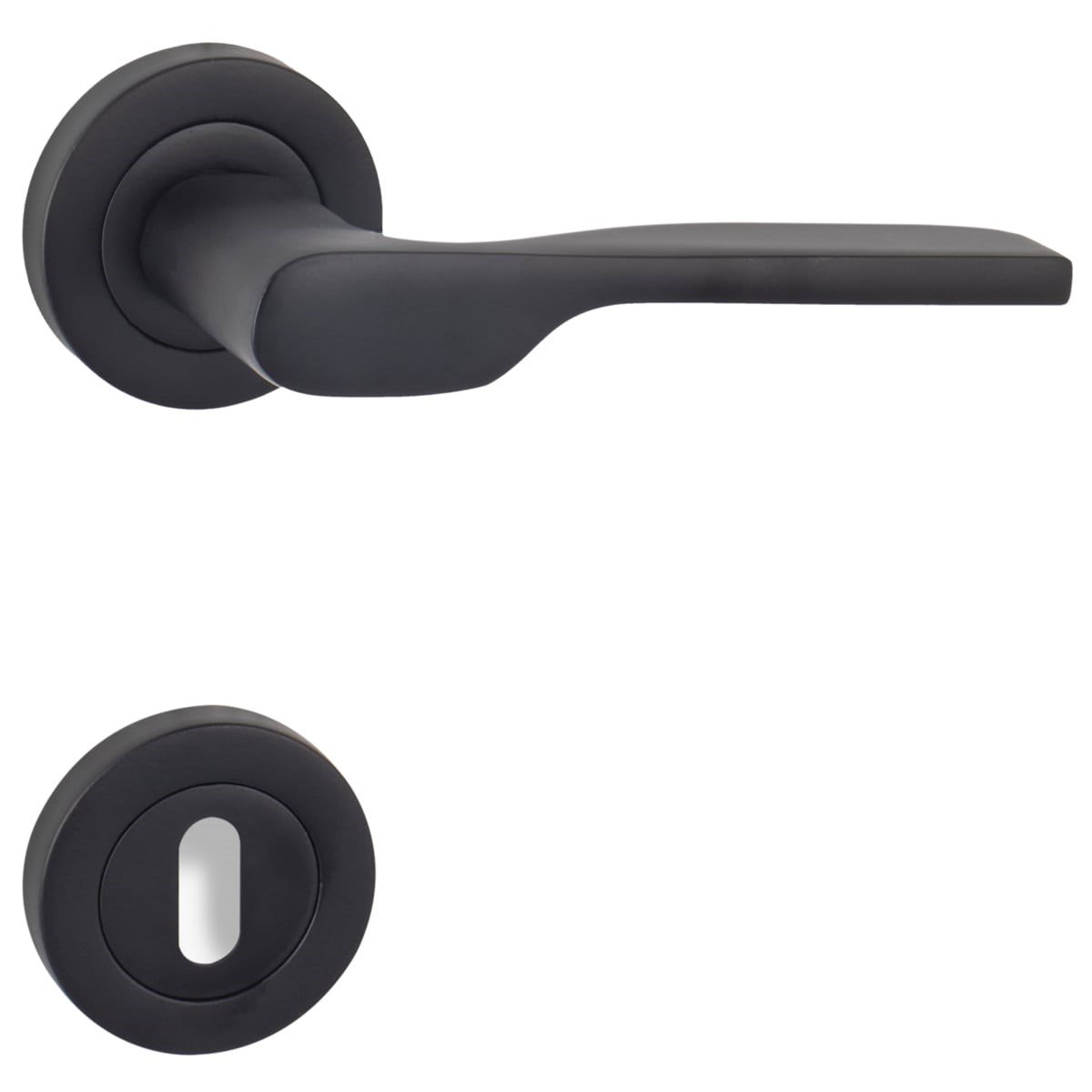 Özen Alm. Petra Yuvarlak Rozetli Kapı Kolu M.Siyah