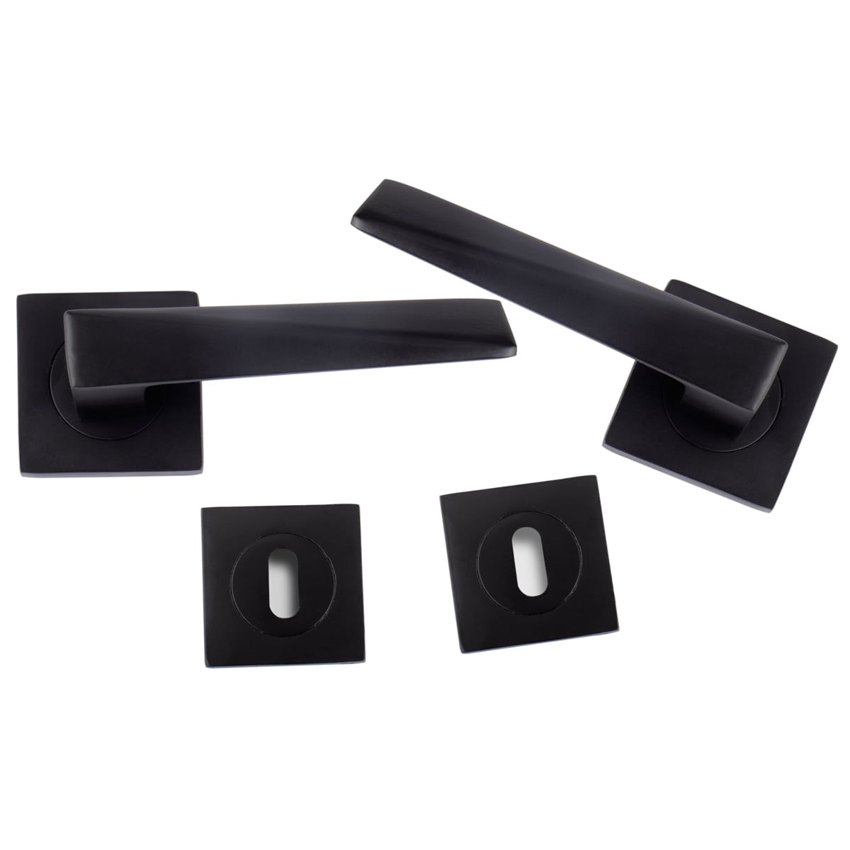 Piramit Rozetli Kapı Kolu Mat Siyah