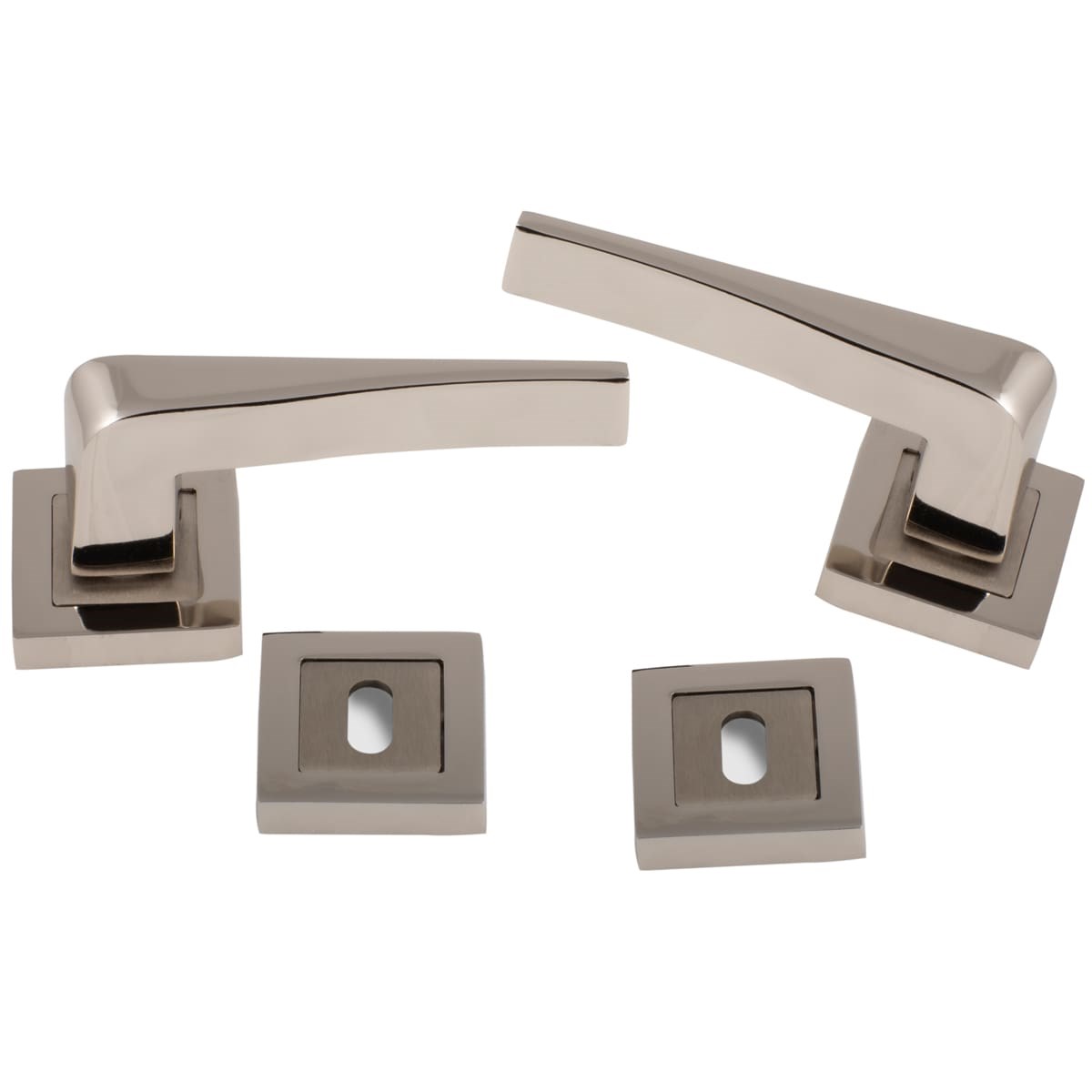 Yasmin Kare Rozetli Kapı Kolu Nikel|Saten