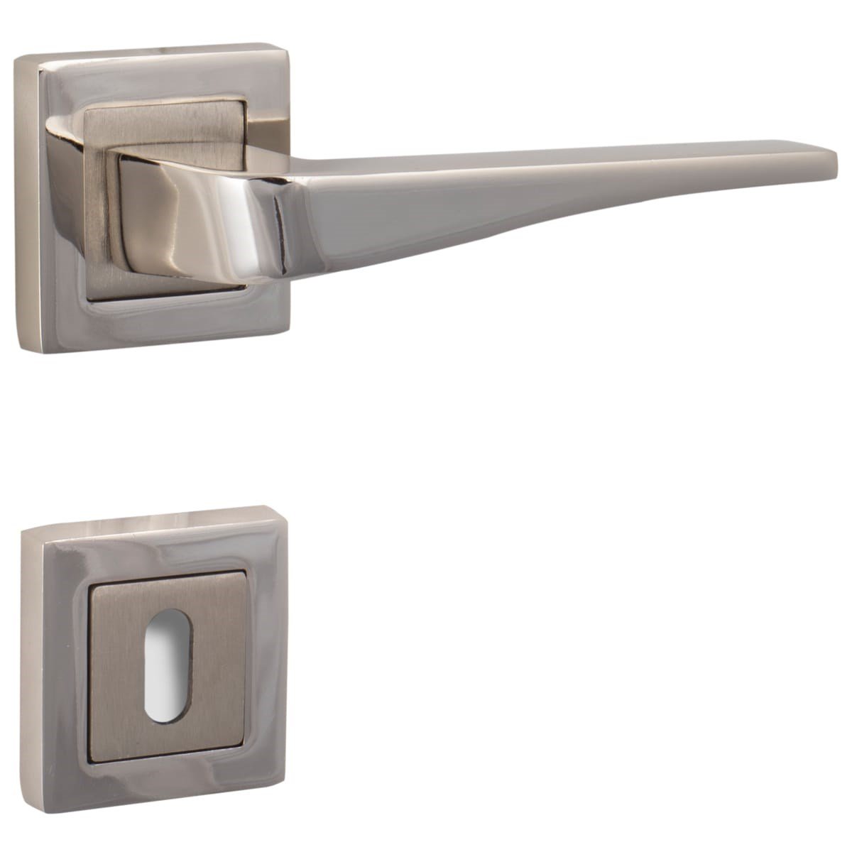 Yasmin Kare Rozetli Kapı Kolu Nikel|Saten