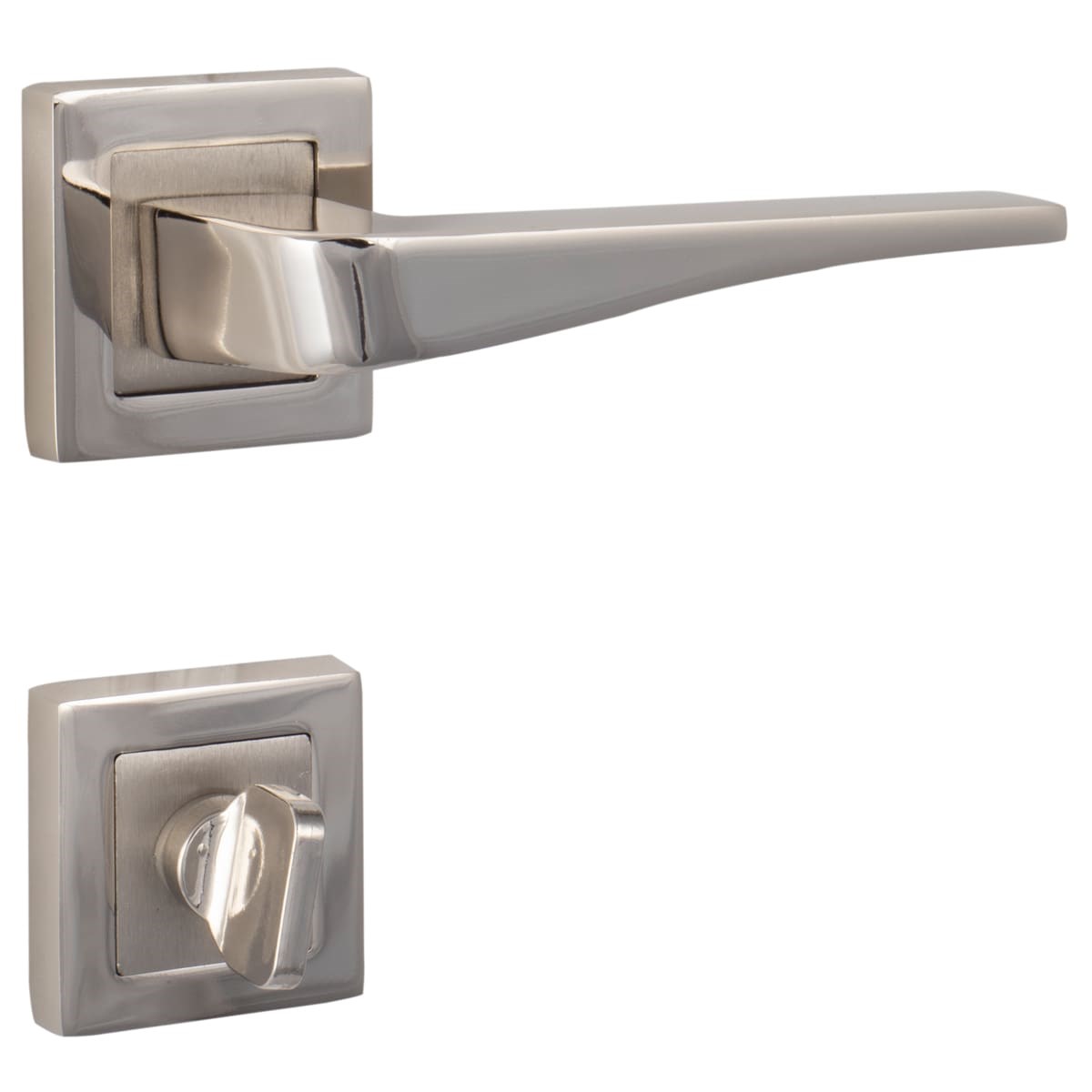 Yasmin Kare Rozetli Kapı Kolu Nikel|Saten