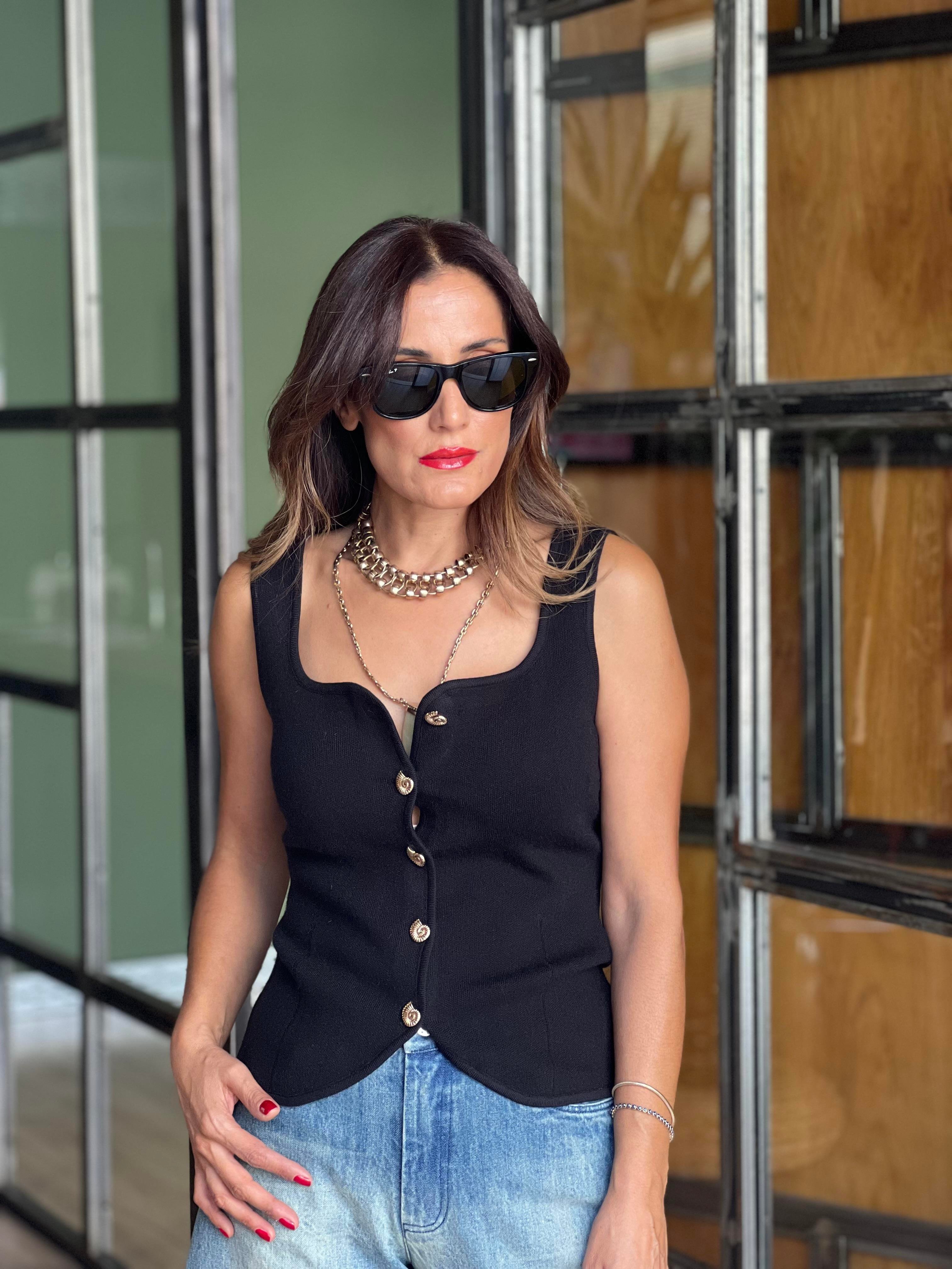 Askılı triko bluz
