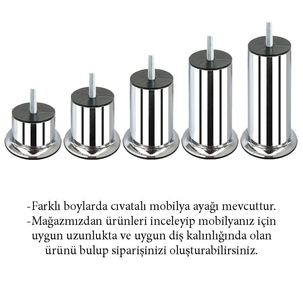 Baza Koltuk Kanepe Ayağı 15 Cm 3/8 Civatalı (Kalın Diş)