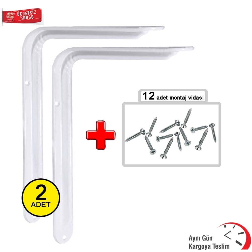Beyaz Raf Altı L Ayak Raf Tutucu 12 Cm * 19 Cm (2 Adet)