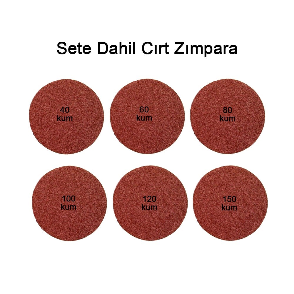 Cırt Zımpara Seti + Matkap Disk Aparatı 180 Mm 8 Parça Set