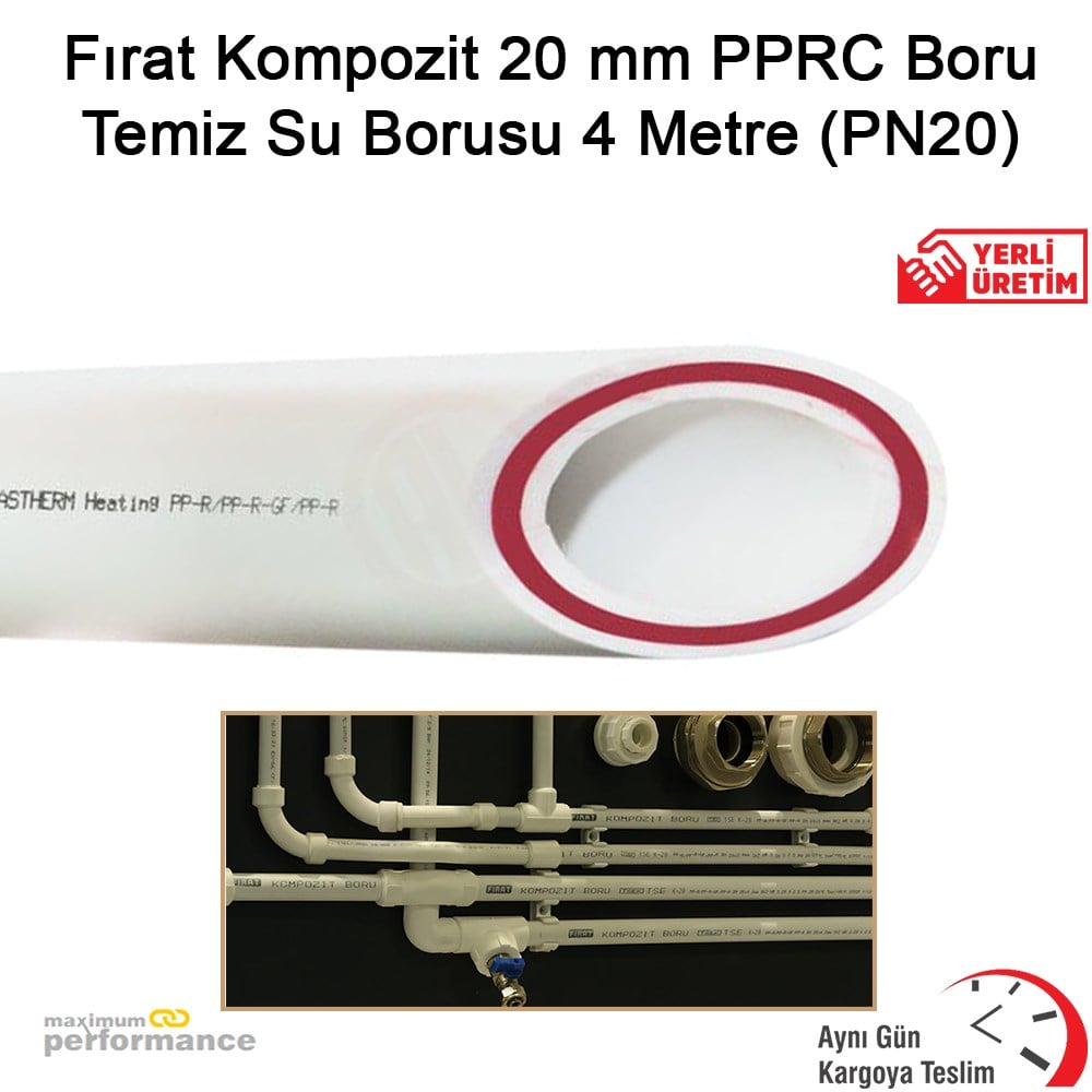 Fırat Kompozit 20 Mm Pprc Boru Temiz Su Borusu 4 Metre (Pn20)