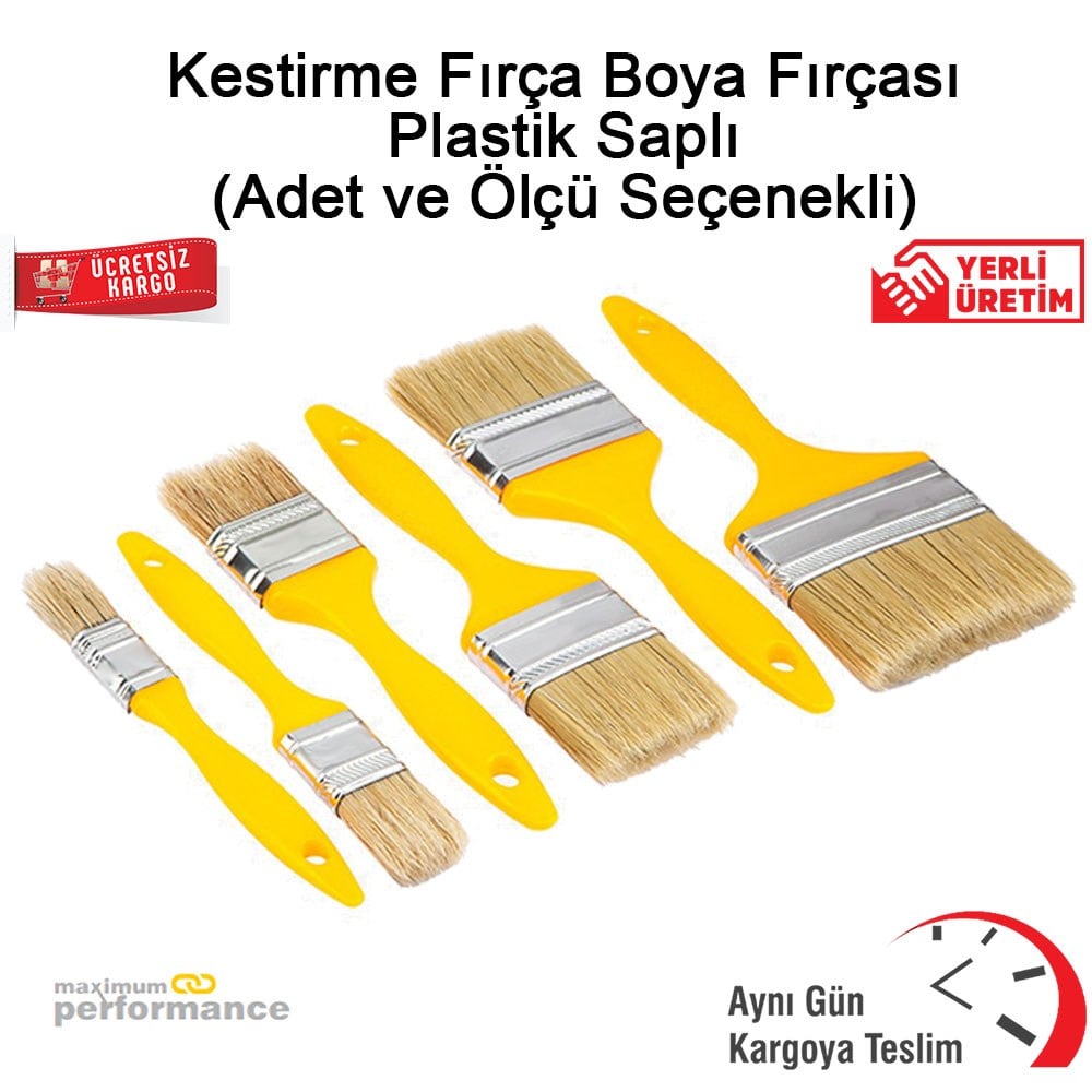 Kestirme Fırça Boya Fırçası Plastik Saplı (Adet Ve Ölçü Seçenekli)