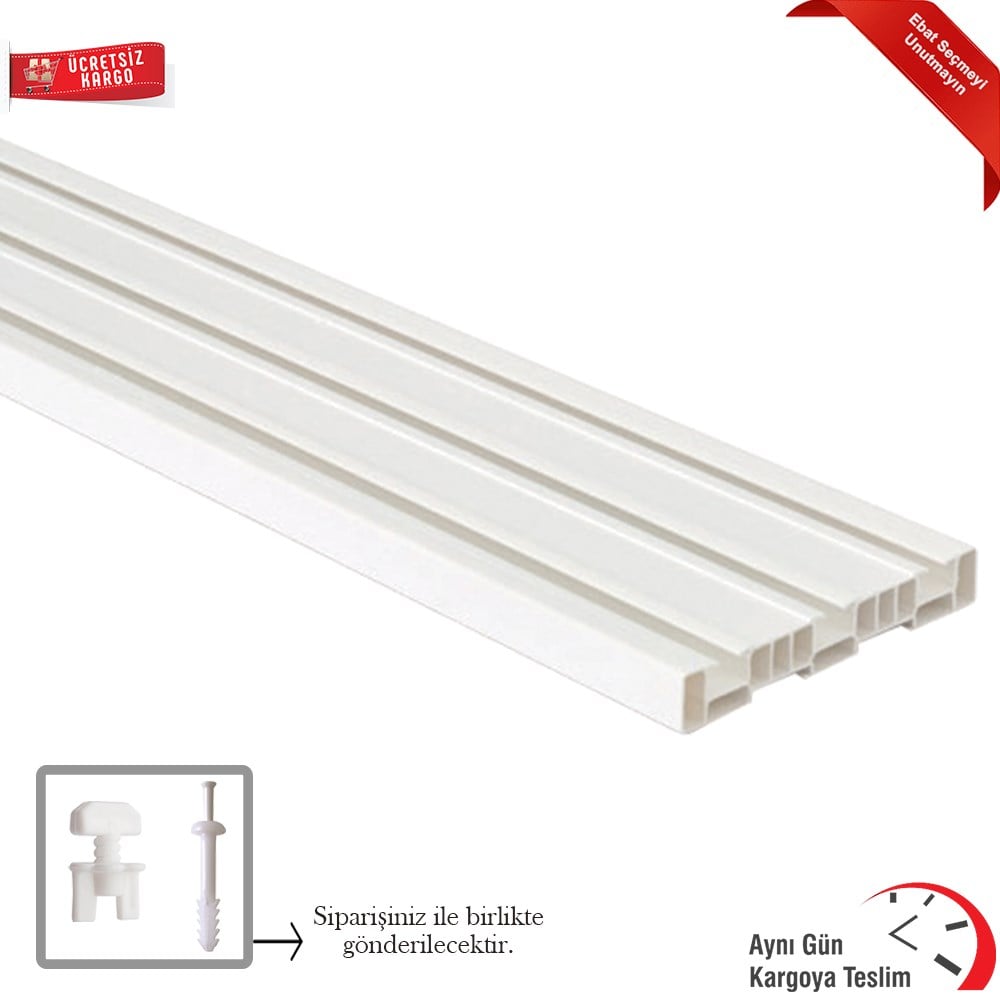 Perde Rayı Korniş 3 Raylı 3''Lü Üçlü Korniş (Ölçü Seçiniz)