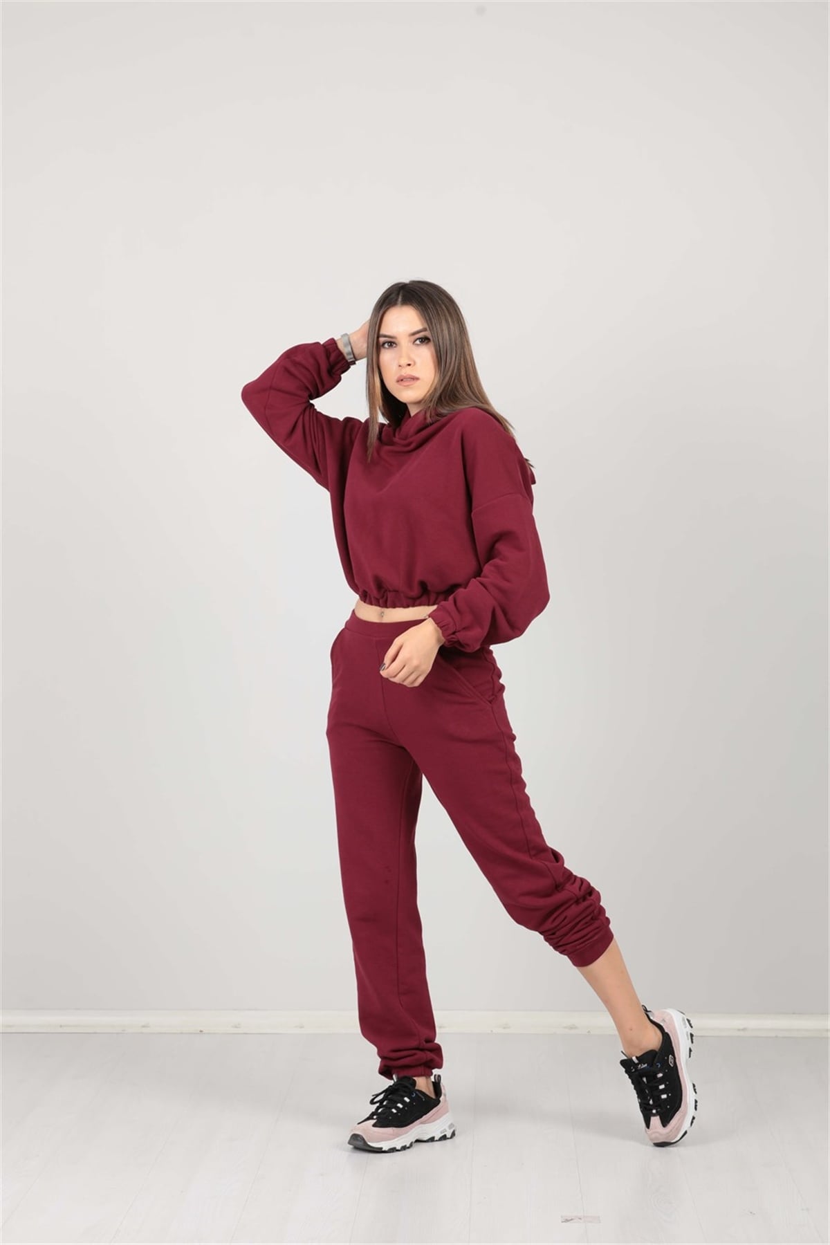 3 İplik Kumaş Eşofman Takımı - Bordo