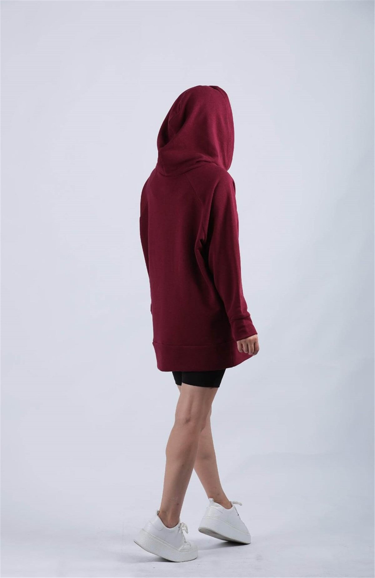 3 İplik Kumaş Oversize Sweat - Bordo