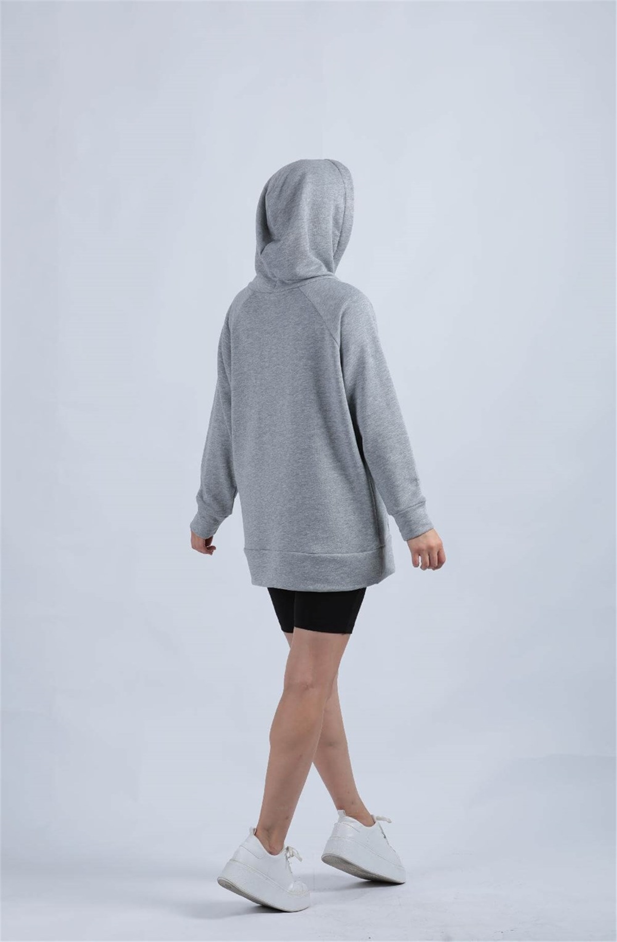 3 İplik Kumaş Oversize Sweat - Gri