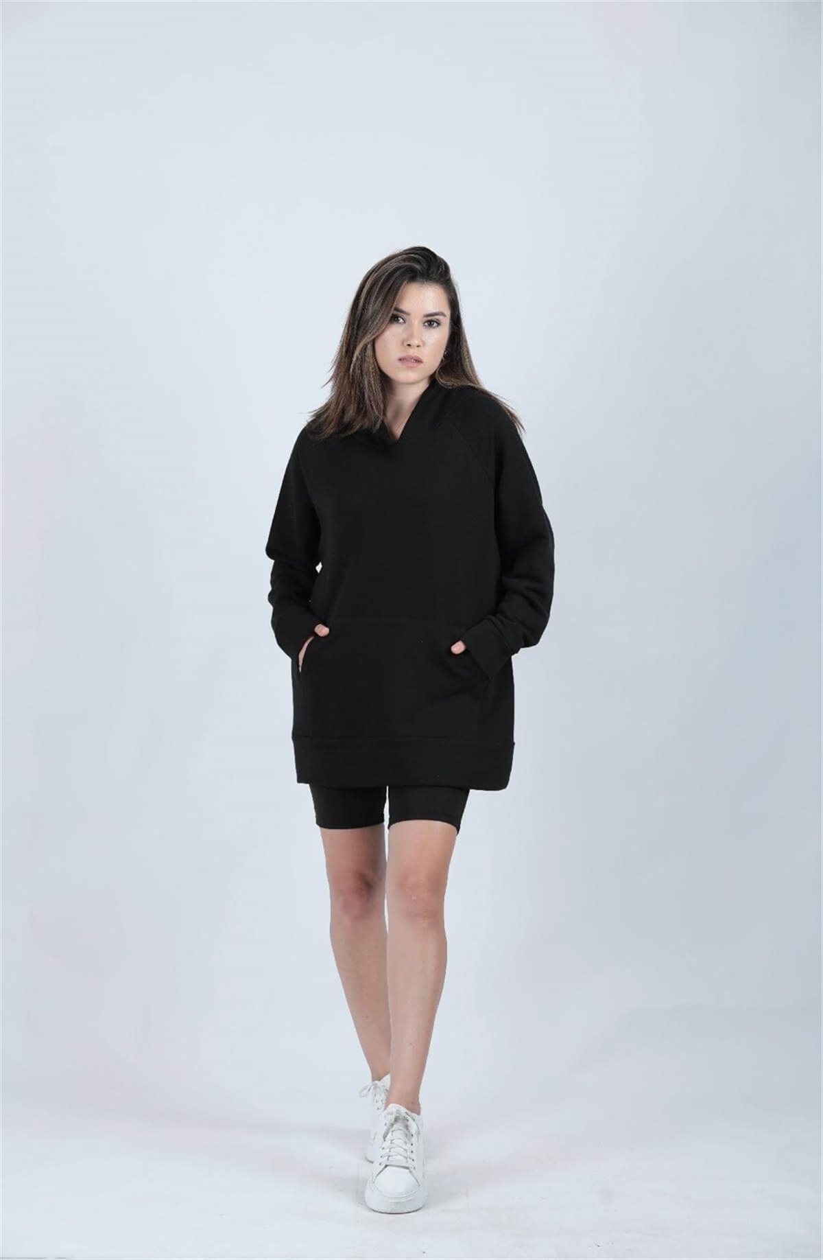 3 İplik Kumaş Oversize Sweat - Koyu Lacivert