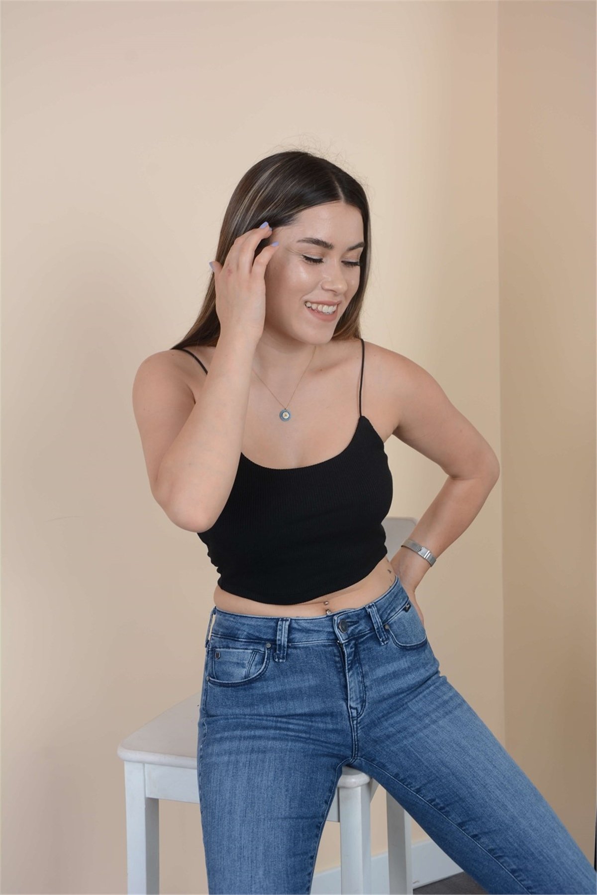 Askılı Crop Body - Siyah