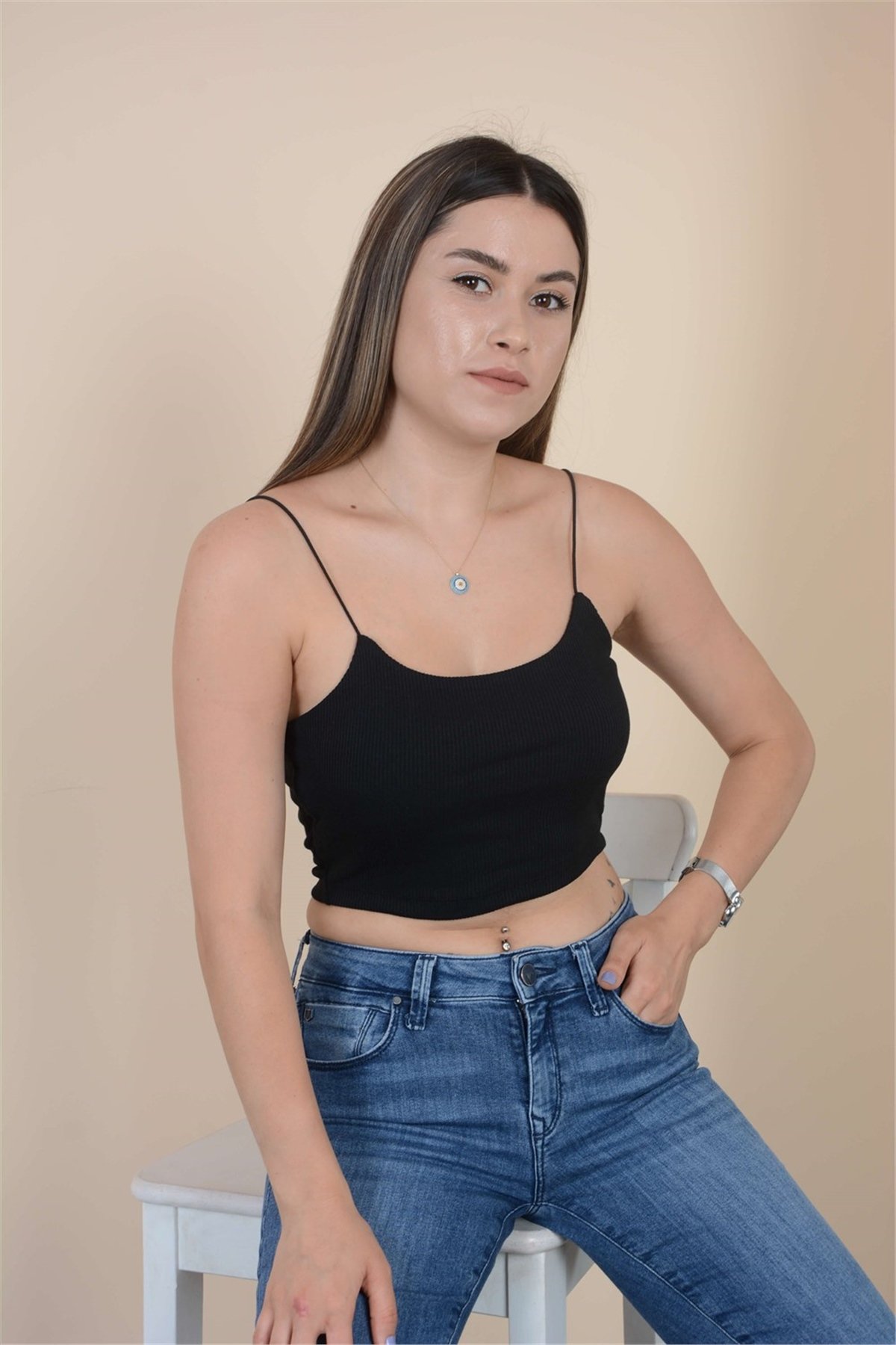 Askılı Crop Body - Siyah
