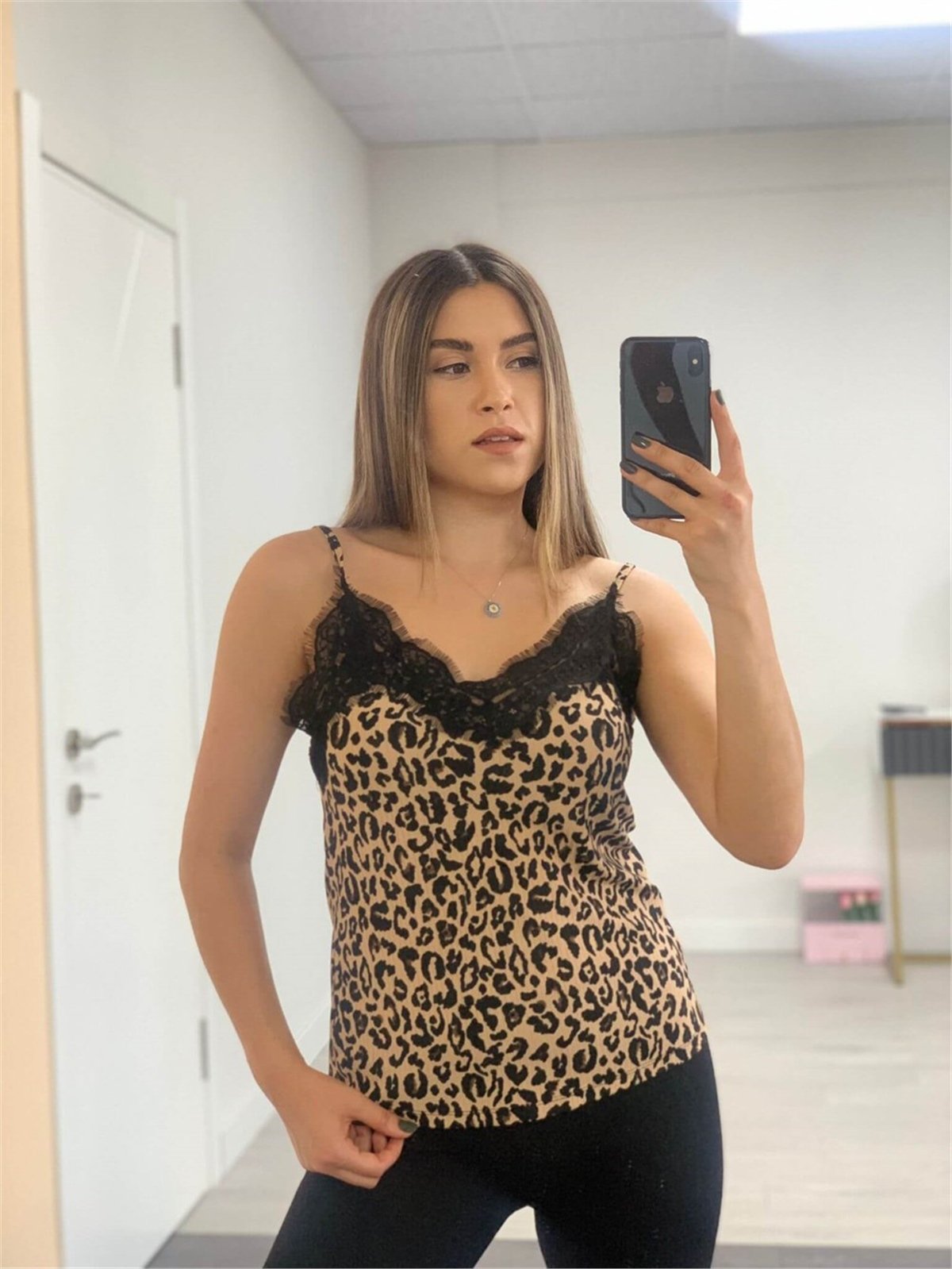 Crep Kumaş Leopar Bluz