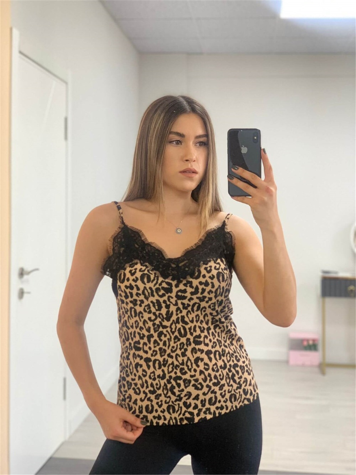 Crep Kumaş Leopar Bluz