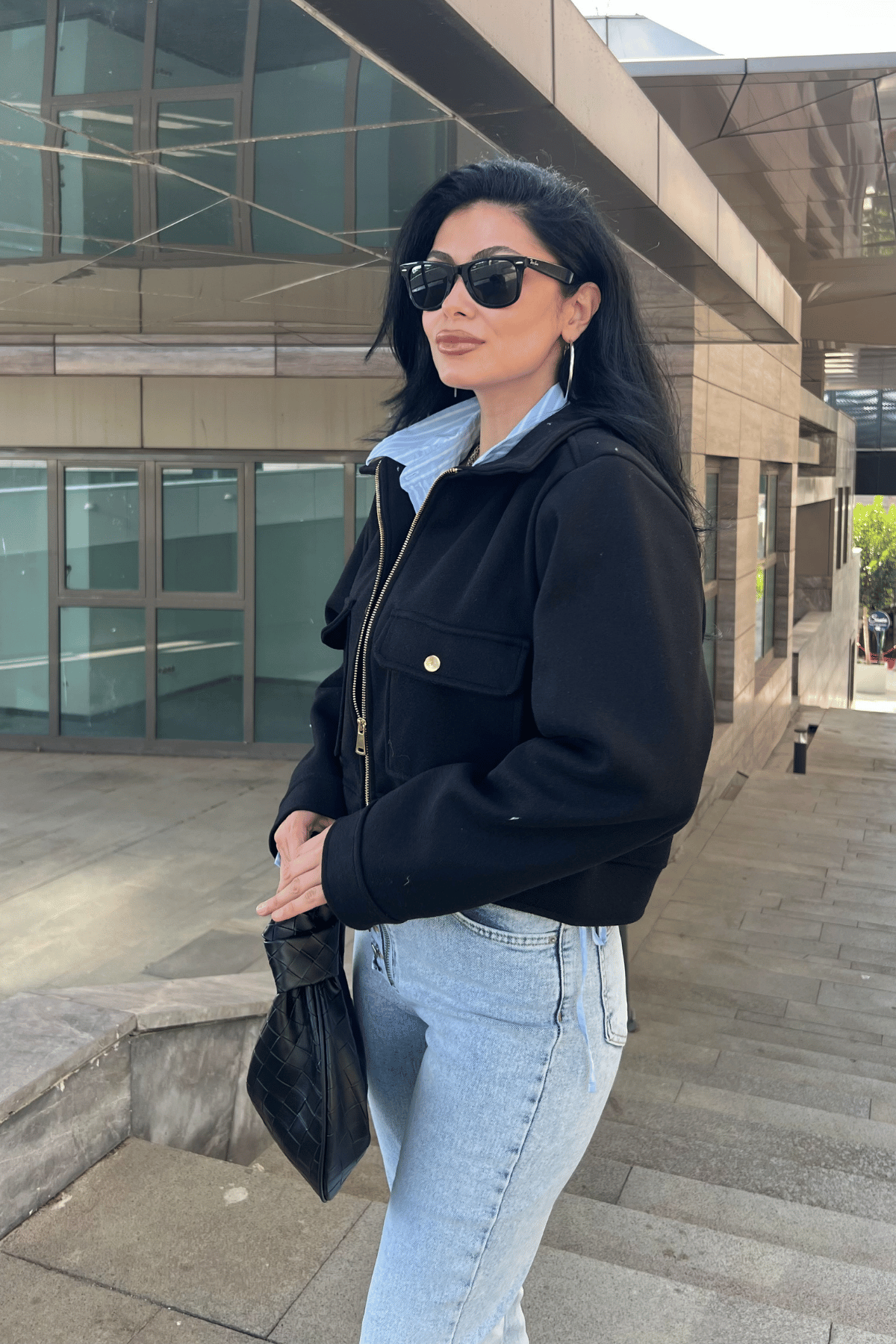 Crop Kaşe Ceket - SİYAH