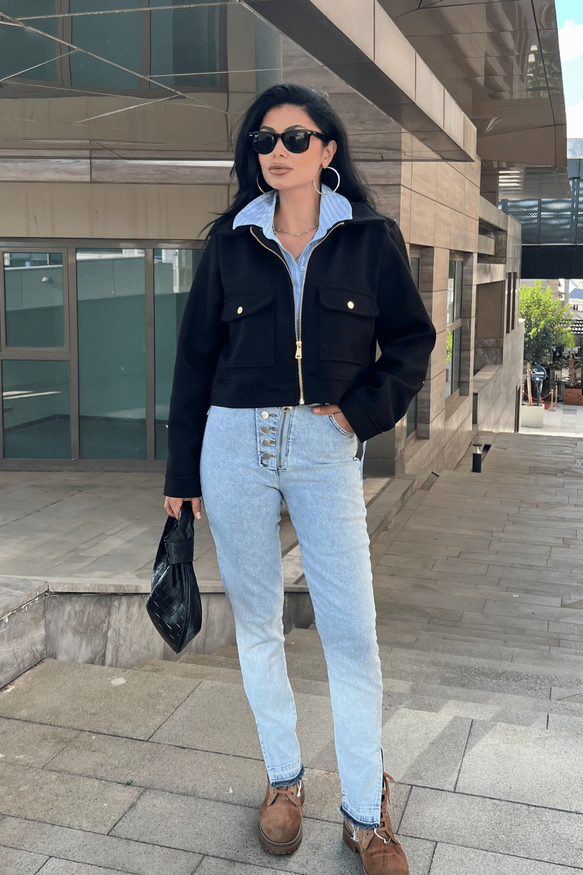 Crop Kaşe Ceket - SİYAH