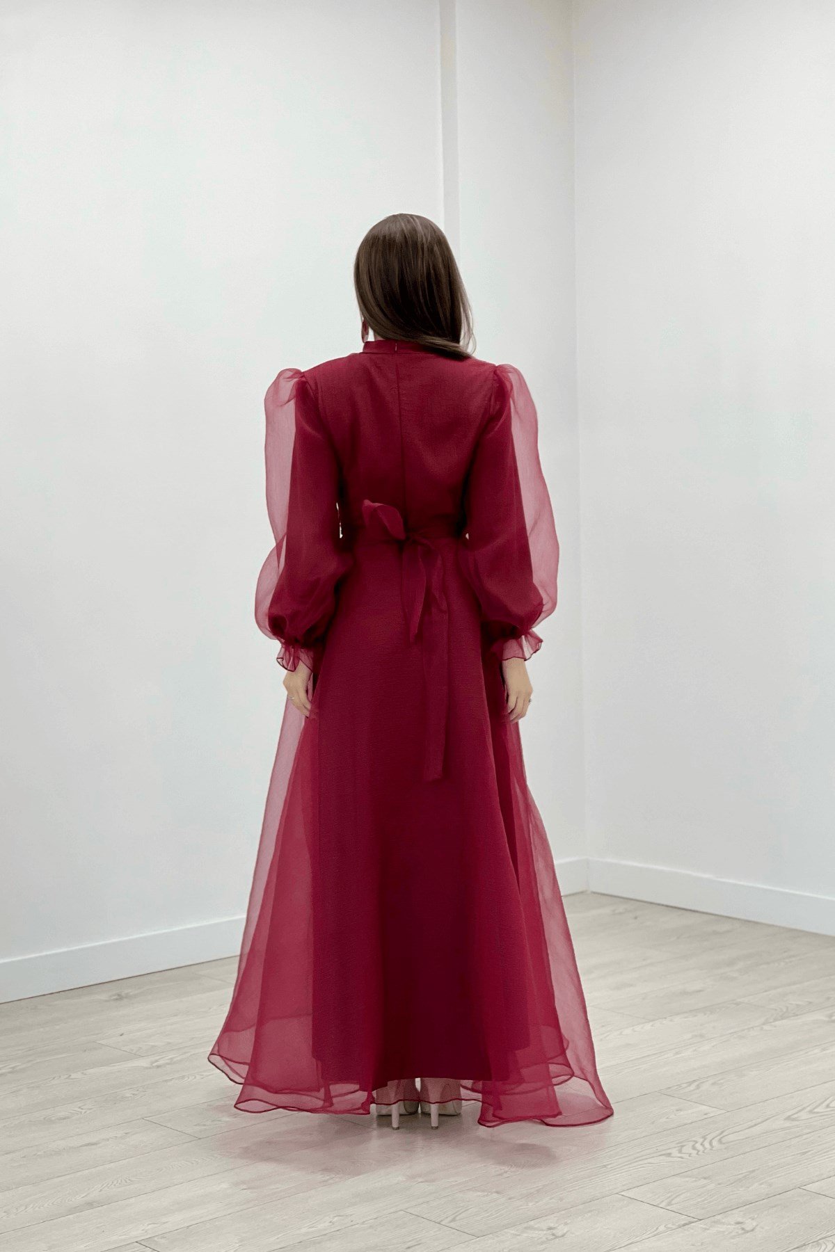 Dalya Organze Kumaş Abiye Ebise - BORDO